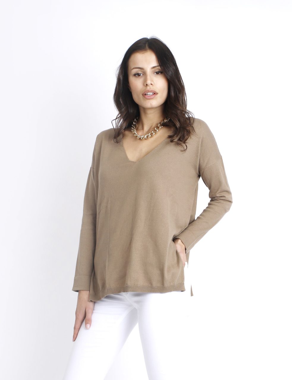 Pull scollo V, JEAN 4