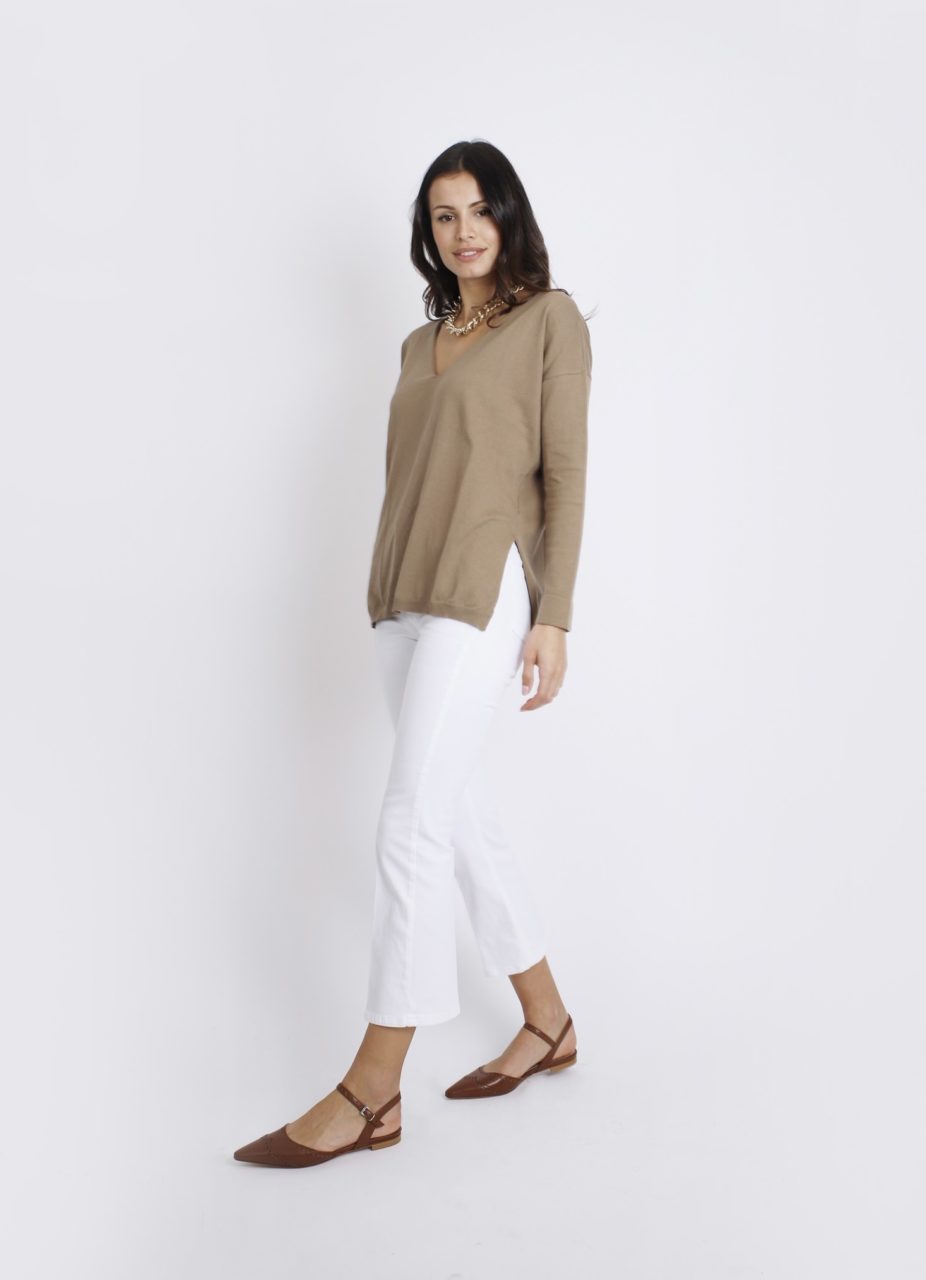 Pull scollo V, JEAN 7