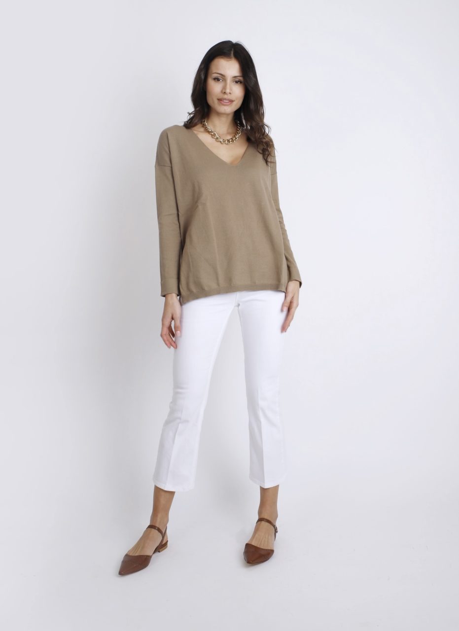 Pull scollo V, JEAN 8